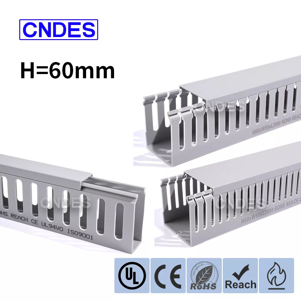 Ống dẫn dây PVC có rãnh màu xám có chiều cao 60mm